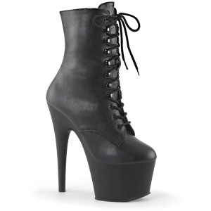 Pleaser Adore-1020 – Schwarze matte Stiefeletten (Absatz 17,8 cm)