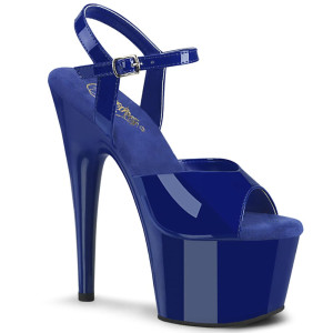 Pleaser Adore-709 – Blaue Lack-Sandalen (Absatz 17,8 cm)