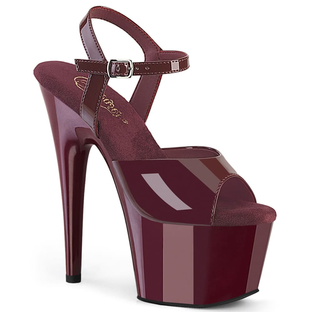 Pleaser Adore-709 – Bordeauxfarbene Lack-Sandalen (Absatz 17,8 cm) - 1