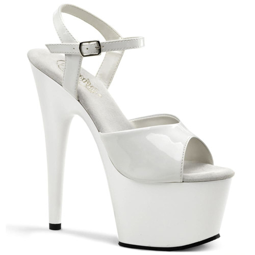 Pleaser Adore-709 - White patent sandals (17.8 cm heel)