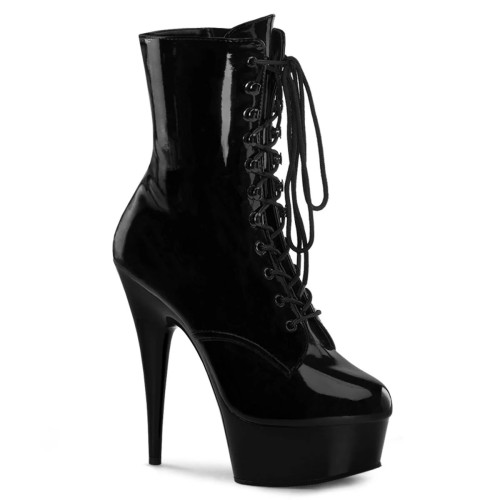 Pleaser Delight-1020 - Schwarze Lackstiefel (Absatz 15 cm)