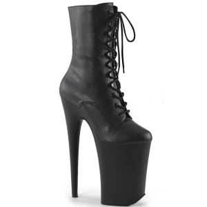 Pleaser Infinity-1020 - Schwarze matte Stiefeletten (Absatz 23 cm)