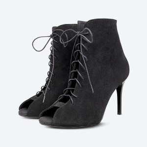 Bourree – schwarze High Heels aus echtem Wildleder mit harter Sohle (9 cm)