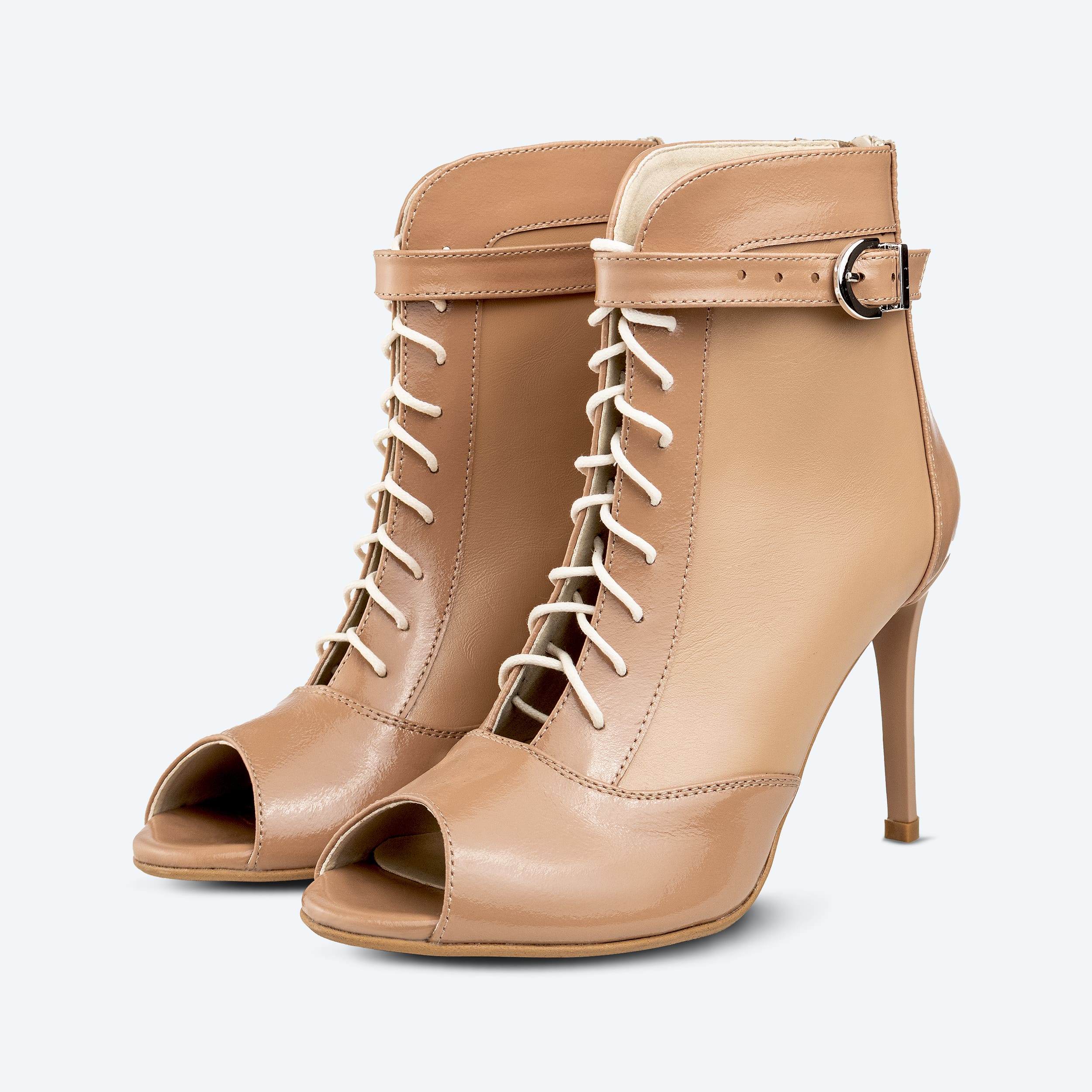 Caramel Comfort – High Heels aus echtem Leder mit doppelter Fixierung (9 cm)