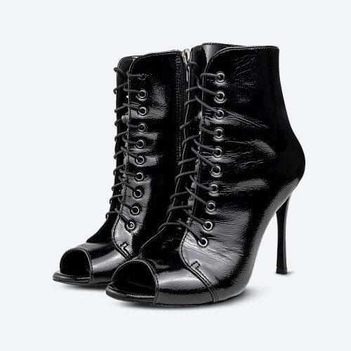 Glossy Goddess – High Heels schwarz aus lackiertem Naturleder (10 cm)