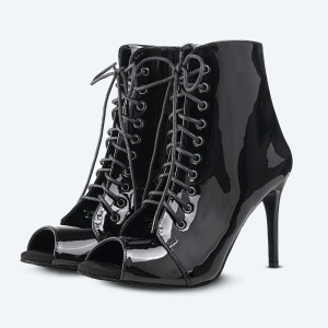 Glossy Heels Vegan – schwarze Heels aus Lack-Kunstleder (9 cm)
