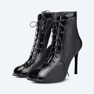 Glam Heels Vegan – High Heels schwarze aus Kunstleder mit Netzeinsatz (9 cm)