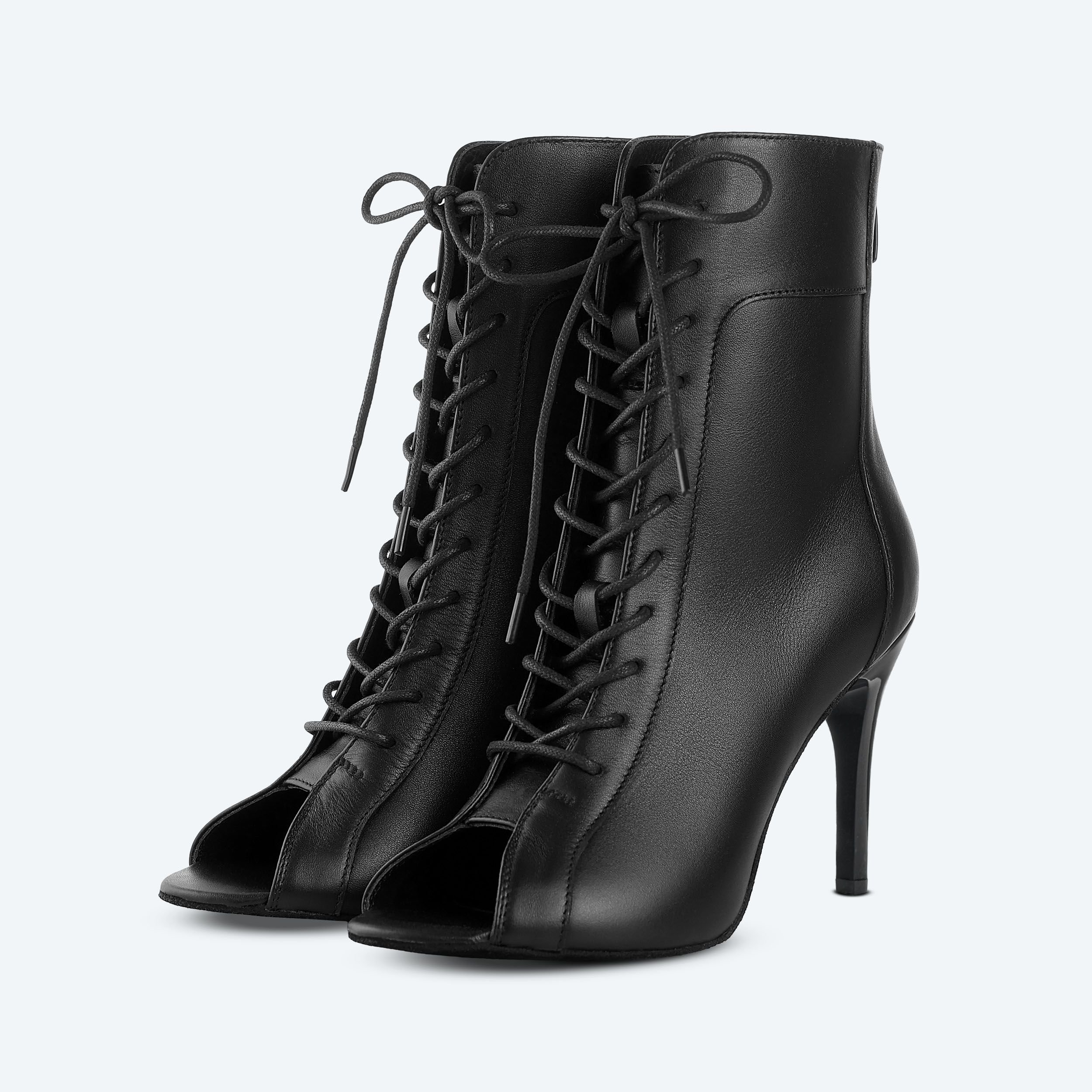 Pro Heels - schwarze High Heels Tanzschuhe aus echtem Leder (9 cm)